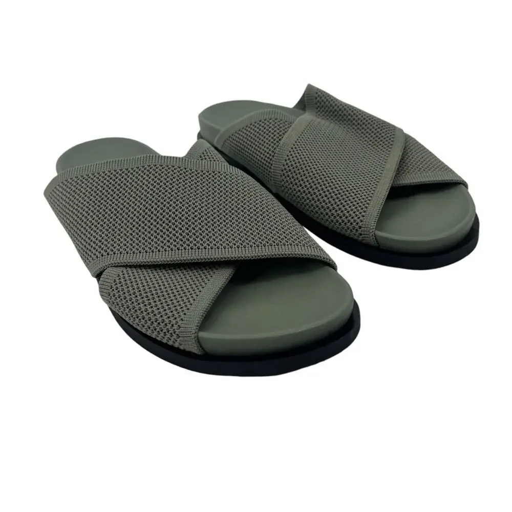 EVERLANE The ReKnit City Flatform Sandal Seagrass Green Crossover Strap 5 NEW - Picture 9 of 12